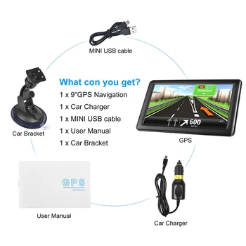 9 Inch Auto GPS Camion gps Sistem de Navigare 8GB Navigator Free Lifetime Maps cu Bluetooth Hărți Gratuite