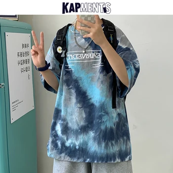 KAPMENTS Vara Tie Dye Hip Hop Tricouri 2020 Barbati din Bumbac Supradimensionate Streetwear tricouri de sex Masculin coreea Moda Topuri Teuri Plus Dimensiune