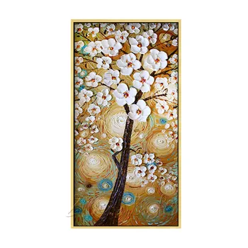 Panza Tablou Pictat de Mana de spaclu textura 3D Flori de Copac Imagini de Perete Pentru Living decoratiuni de Craciun pentru home11