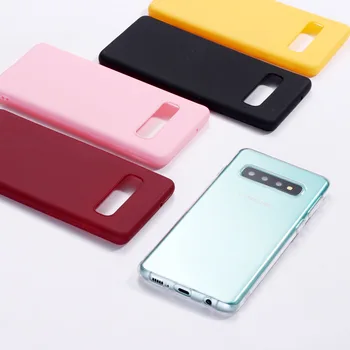 Simplu Culoare Solidă Cazuri Pentru Samsung S8 S9 S10 S10e Plus lite Nota 8 Nota 9 de Cristal Clar Bomboane de Silicon Telefonul Caz Funda Coque
