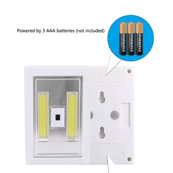 Val de mână Senzor de COB Lumina de Noapte LED-uri Baterie AAA Alimentat Lampa Magnet de Urgență Coridor Cabinet Dulap Lumina ABS Alb Lumina